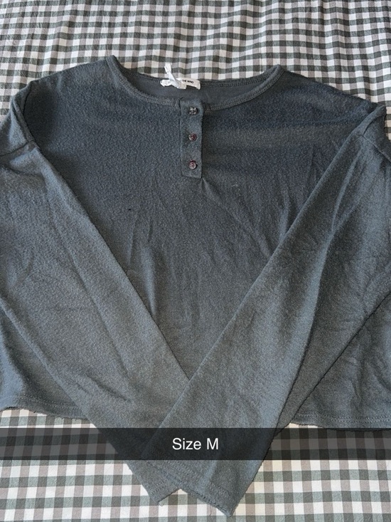 Tops - Black Long Sleeve Henley Top
